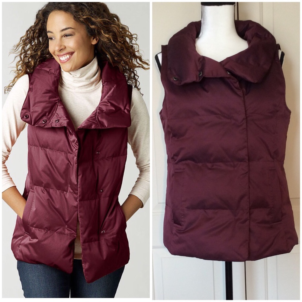 J.Jill Burgundy Down-Filled Puffer Vest Small